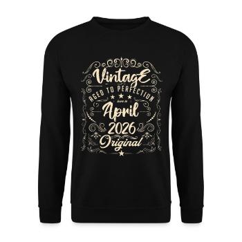 Vintage Né(e) en Avril 2026. anniversaire avril 20 - Sweat-shirt Unisexe - noir - Devant - Alina (178cm) & Michal (187cm)