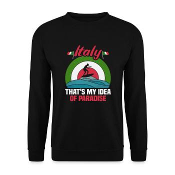 Italien Strandurlaub am Meer Design Strandmotiv - Unisex Pullover - Schwarz - Vorne - Alina (178cm) & Michal (187cm)