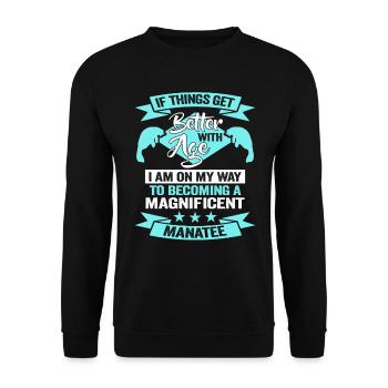 Cold Nose Warm Heart Manatee mollige Seekuh - Unisex Pullover - Schwarz - Vorne - Alina (178cm) & Michal (187cm)