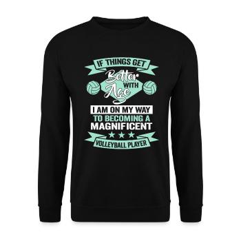 Entraîneur de volleyball de plage Entraîneur d’anniversaire Équipe de volleyball - Sweat-shirt Unisexe - noir - Devant - Alina (178cm) & Michal (187cm)