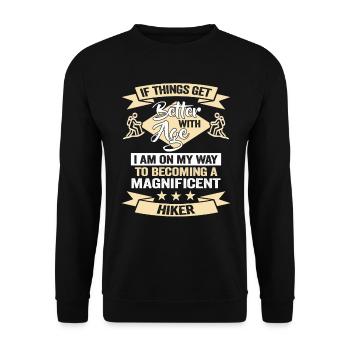 Hiker Birthday Mountaineer Outdoor - Unisex Sweatshirt - black - Front - Alina (178cm) & Michal (187cm)