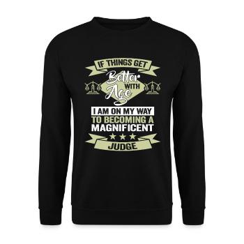 Juge d’anniversaire des étudiants en droit - Sweat-shirt Unisexe - noir - Devant - Alina (178cm) & Michal (187cm)