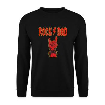Father's Day Rockdad Devil's Salute - Unisex Sweatshirt - black - Front - Alina (178cm) & Michal (187cm)