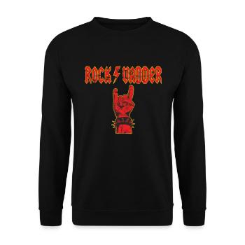 Vatertag Rockvadder Teufelsgruß - Unisex Pullover - Schwarz - Vorne - Alina (178cm) & Michal (187cm)