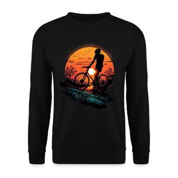 Cool mountain bike downhill design for MTB fans - Unisex Sweatshirt - black - Front - Alina (178cm) & Michal (187cm)