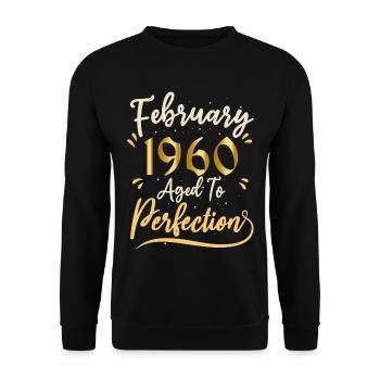 Februar 1960 Februar in Perfektion gealtert 1960 - Unisex Pullover - Schwarz - Vorne - Alina (178cm) & Michal (187cm)
