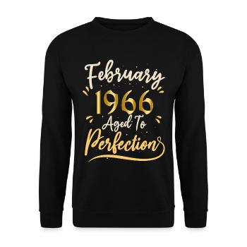 Februar 1966 Februar perfekt gealtert 1966 - Unisex Pullover - Schwarz - Vorne - Alina (178cm) & Michal (187cm)