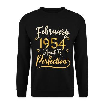 Februar 1954 Februar in Perfektion gealtert 1954 - Unisex Pullover - Schwarz - Vorne - Alina (178cm) & Michal (187cm)