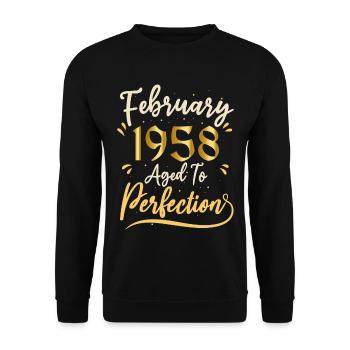 Février 1958 Février âgée à la perfection 1958 - Sweat-shirt Unisexe - noir - Devant - Alina (178cm) & Michal (187cm)