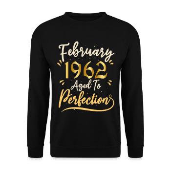 Februar 1962 Februar in Perfektion gealtert 1962 - Unisex Pullover - Schwarz - Vorne - Alina (178cm) & Michal (187cm)