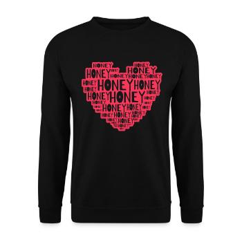 Honey Herz - Unisex Pullover - Schwarz - Vorne - Alina (178cm) & Michal (187cm)