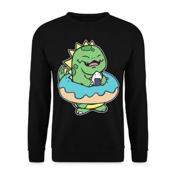 Chubby Kid Dinosaurier Donut Süßes Gebäck - Unisex Pullover - Schwarz - Vorne - Alina (178cm) & Michal (187cm)