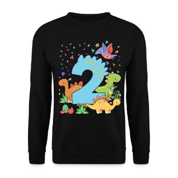 Herd of cute dinosaurs 2nd birthday 2 - Unisex Sweatshirt - black - Front - Alina (178cm) & Michal (187cm)