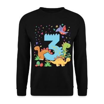 Troupeau de dinosaures mignons 3ème anniversaire 3 - Sweat-shirt Unisexe - noir - Devant - Alina (178cm) & Michal (187cm)
