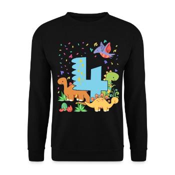 Herd of cute dinosaurs 4th birthday 4 - Unisex Sweatshirt - black - Front - Alina (178cm) & Michal (187cm)