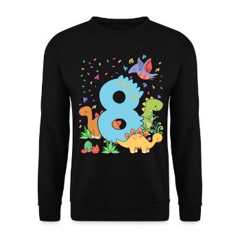 Herd of cute dinosaurs 8th birthday 8 - Unisex Sweatshirt - black - Front - Alina (178cm) & Michal (187cm)