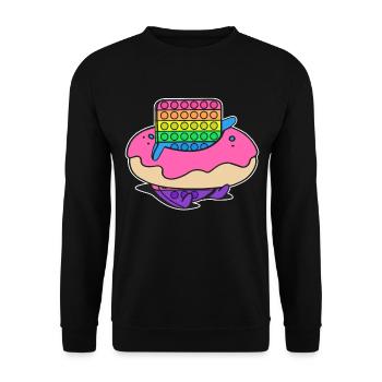 Pop It Fidget Toy Donut Pastry Swimming - Unisex Sweatshirt - black - Front - Alina (178cm) & Michal (187cm)