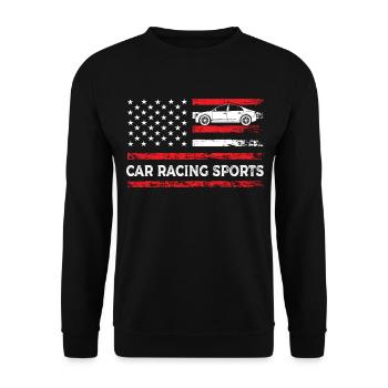 Sports Car Racing American Flag Motorsport Road - Sweat-shirt Unisexe - noir - Devant - Alina (178cm) & Michal (187cm)
