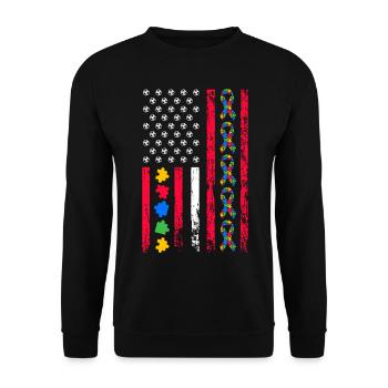 Autism Awareness Month American Sports - Unisex Sweatshirt - black - Front - Alina (178cm) & Michal (187cm)