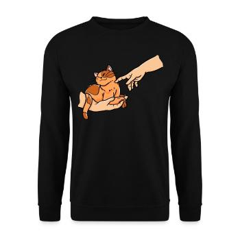Fresco cat owner who keeps his pet - Unisex Sweatshirt - black - Front - Alina (178cm) & Michal (187cm)