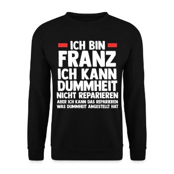 Franz - Unisex Pullover - Schwarz - Vorne - Alina (178cm) & Michal (187cm)