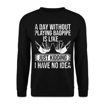 Une journée sans jouer de la cornemuse - Funny Bagpipe Play - Sweat-shirt Unisexe - noir - Devant - Alina (178cm) & Michal (187cm)