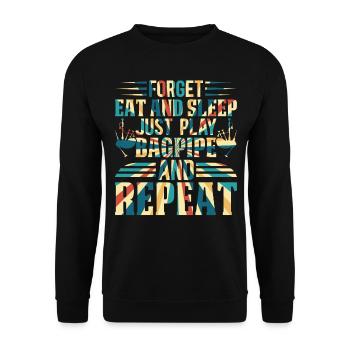 Bagpiper - Forget Eat And Sleep Just Play Bagpipe - Unisex Pullover - Schwarz - Vorne - Alina (178cm) & Michal (187cm)
