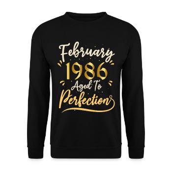 Februar 1986 Februar perfekt gealtert 1986 - Unisex Pullover - Schwarz - Vorne - Alina (178cm) & Michal (187cm)