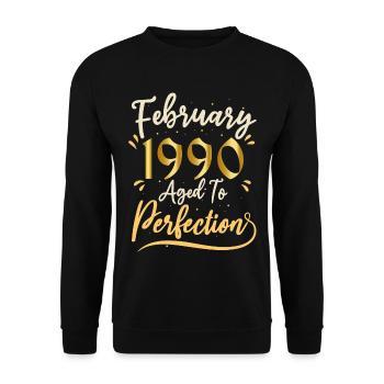 Februar 1990 Februar in Perfektion gealtert 1990 - Unisex Pullover - Schwarz - Vorne - Alina (178cm) & Michal (187cm)
