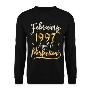 Februar 1997 Februar perfekt gealtert 1997 - Unisex Pullover - Schwarz - Vorne - Alina (178cm) & Michal (187cm)
