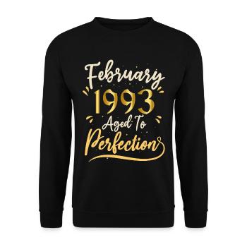 Februar 1993 Februar in Perfektion gealtert 1993 - Unisex Pullover - Schwarz - Vorne - Alina (178cm) & Michal (187cm)