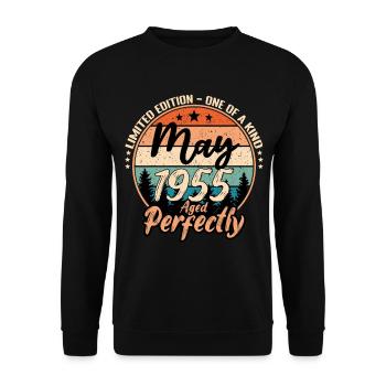 Mai 1955 Jubiläum 1955 Legenden Mai - Unisex Pullover - Schwarz - Vorne - Alina (178cm) & Michal (187cm)