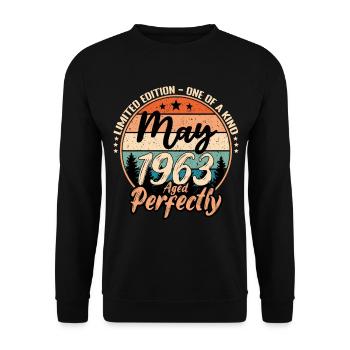 Mai 1963 Jubiläum 1963 Legenden Mai - Unisex Pullover - Schwarz - Vorne - Alina (178cm) & Michal (187cm)