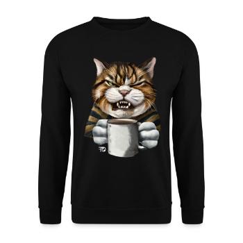 Cat in a bad mood funny - Unisex Sweatshirt - black - Front - Alina (178cm) & Michal (187cm)