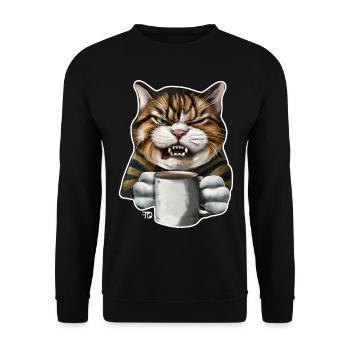 Tired cat with a bad mood funny - Unisex Sweatshirt - black - Front - Alina (178cm) & Michal (187cm)