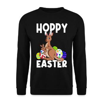 Hoppy Easter Süßes Ostern Känguru Osterhase - Unisex Pullover - Schwarz - Vorne - Alina (178cm) & Michal (187cm)
