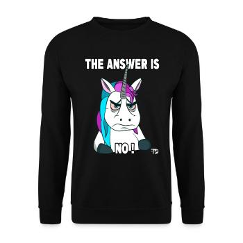 La réponse est non, drôle de licorne - Sweat-shirt Unisexe - noir - Devant - Alina (178cm) & Michal (187cm)
