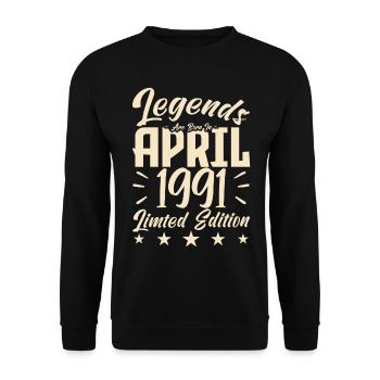 Naissance En avril 1991 Cadeau d'anniversaire 1991 - Sweat-shirt Unisexe - noir - Devant - Alina (178cm) & Michal (187cm)