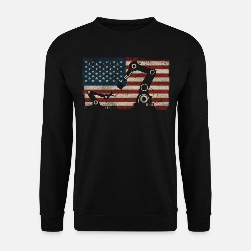 Robot Robotics Engineer American - Unisex Sweatshirt - black