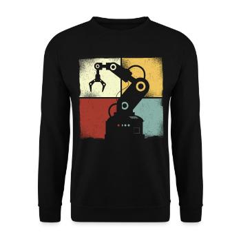 Robot Robotics Engineer Retro - Unisex Sweatshirt - black - Front - Alina (178cm) & Michal (187cm)