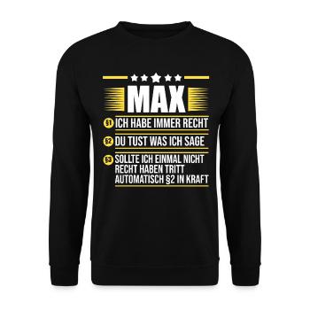 Max - Unisex Sweatshirt - black - Front - Alina (178cm) & Michal (187cm)