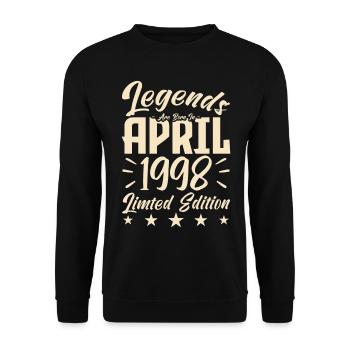 Geboren April 1998 Geburtstagsgeschenk 1998 - Unisex Pullover - Schwarz - Vorne - Alina (178cm) & Michal (187cm)
