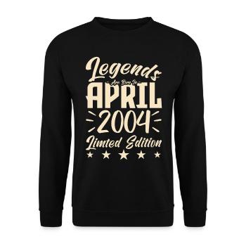 Geboren April 2004 Geburtstagsgeschenk 2004 - Unisex Pullover - Schwarz - Vorne - Alina (178cm) & Michal (187cm)