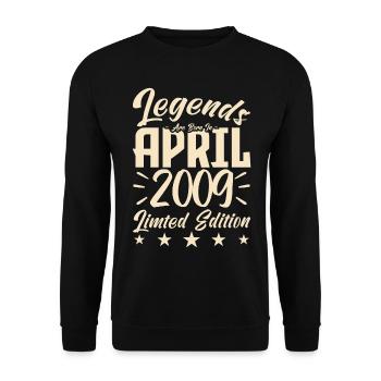 Born April 2009 Birthday Gift 2009 - Unisex Sweatshirt - black - Front - Alina (178cm) & Michal (187cm)
