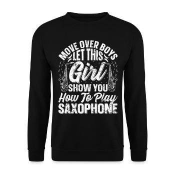Laissez cette fille vous montrer comment jouer du saxophone saxop - Sweat-shirt Unisexe - noir - Devant - Alina (178cm) & Michal (187cm)