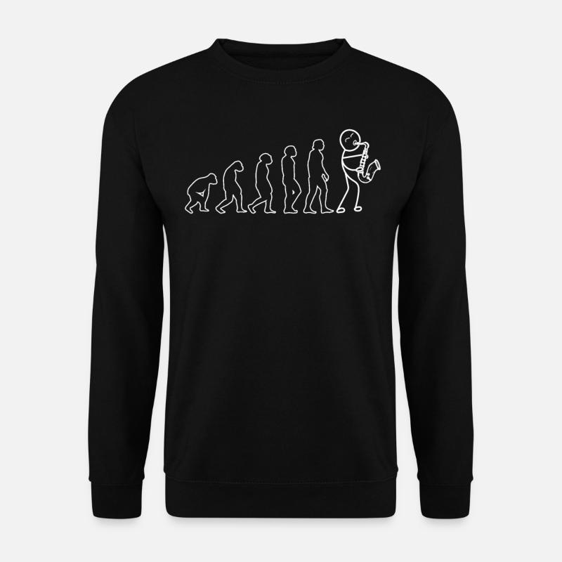 Funny Saxophonist Evolution Saxophone Player - Unisex Pullover - Schwarz