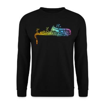 Saxophone Player Stick Figure Saxophone Saxophonis - Unisex Pullover - Schwarz - Vorne - Alina (178cm) & Michal (187cm)