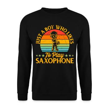 Saxophonist Boy - Just A Boy Who Likes To Pay Saxo - Unisex Sweatshirt - black - Front - Alina (178cm) & Michal (187cm)
