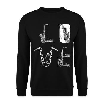 Saxophone Player Saxophonist Saxophone LOVE - Unisex Sweatshirt - black - Front - Alina (178cm) & Michal (187cm)