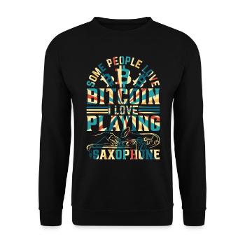 Saxophoniste - J’adore jouer du saxophone - Sweat-shirt Unisexe - noir - Devant - Alina (178cm) & Michal (187cm)